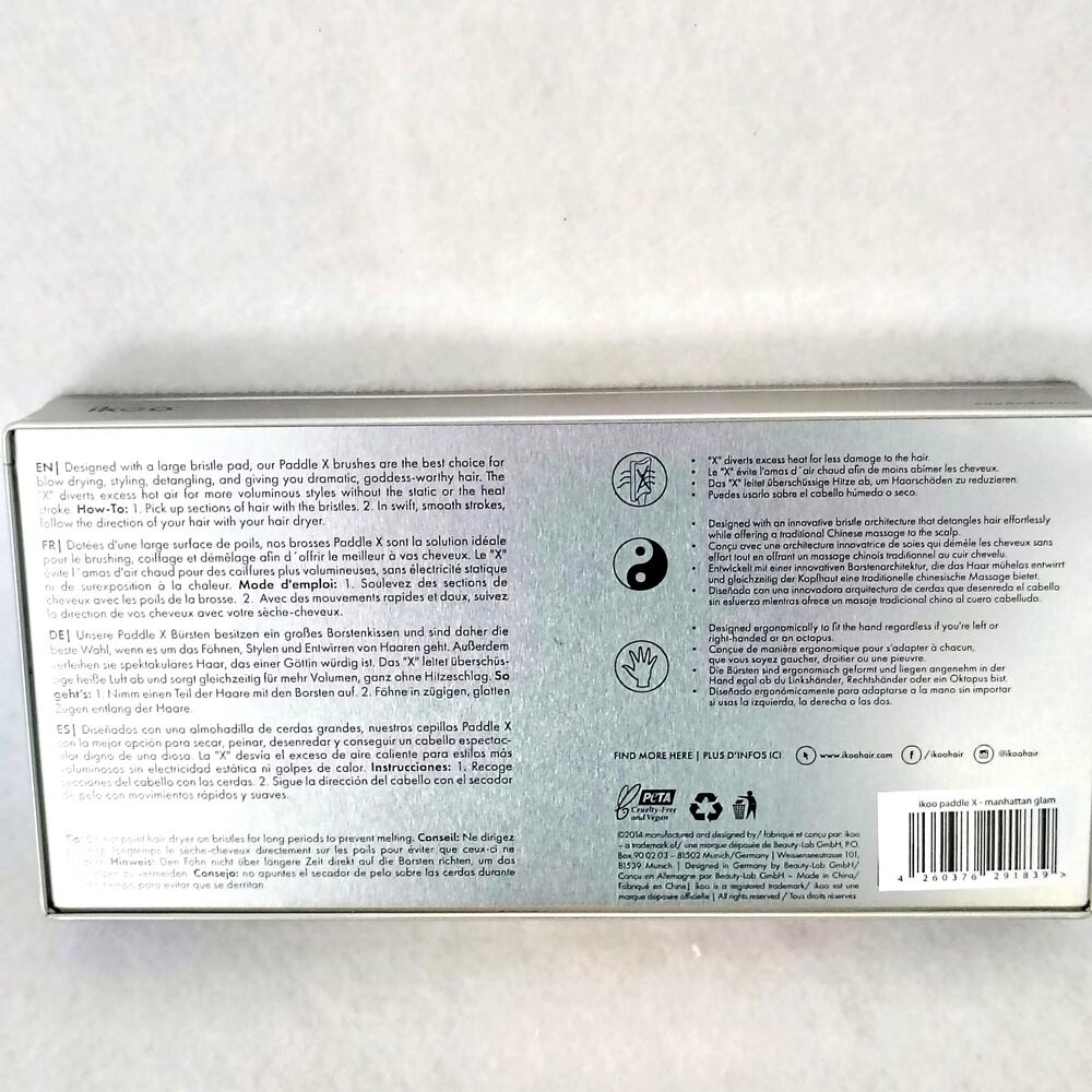 Ikoo Paddle X Hairbrush Blow Dry Manhattan Glam Metallic Pink Detangle Style NEW - Picture 4 of 4